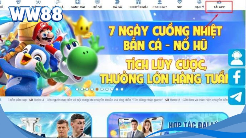 Chọn Tải app WW88